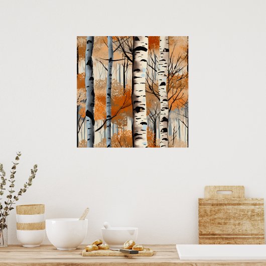 Autumn Birch Trees Poster (Keuken)