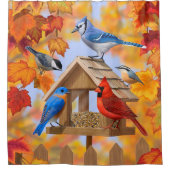Autumn Bird Feeder Gathering Douchegordijn (Voorkant)