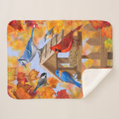 Autumn Bird Feeder Gathering Sherpa Deken (Voorkant (horizontaal))