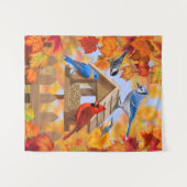 Autumn Bird Feeder Gathering Wandkleed (Voorkant (horizontaal))