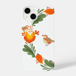 Autumn Bird Folk Art iPhone 14 Hoesje
