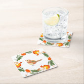 Autumn Bird Folk Art Kartonnen Onderzetters (Insitu)