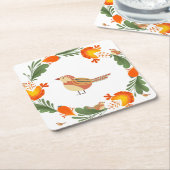 Autumn Bird Folk Art Kartonnen Onderzetters (Schuin)