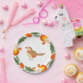 Autumn Bird Folk Art Papieren Bordje (Feest)