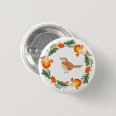 Autumn Bird Folk Art Ronde Button 3,2 Cm (Voorkant /achterkant)