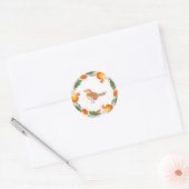 Autumn Bird Folk Art Ronde Sticker (Envelop)