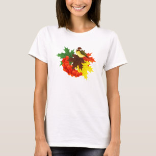 Autumn Bird, Leaves en Berries T-shirt