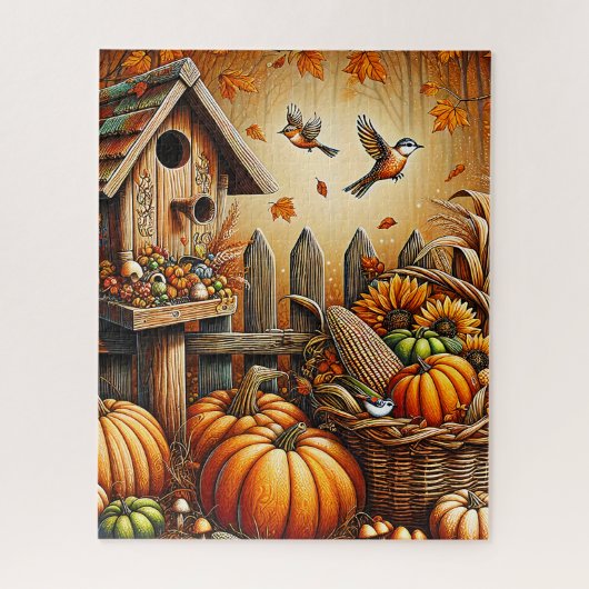 Autumn Birdhouse Puzzel Legpuzzel (Verticaal)