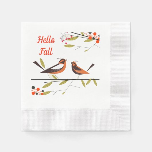 Autumn Birds Napkins Servet (Voorkant)