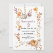 Autumn Birthday Invitation, Fall Pumpkin Party  Kaart (Voorkant)