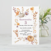 Autumn Birthday Invitation, Fall Pumpkin Party  Kaart (Staand voorkant)