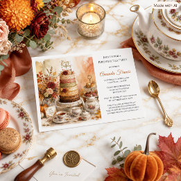 Autumn Birthday Tea Party Elegant Kaart