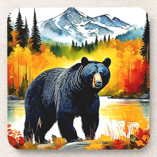 Autumn Black Beer River Design Bier Onderzetter (Voorkant)
