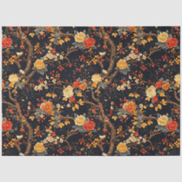 Autumn Black Orange Leaf Chinoiserie Tissuepapier