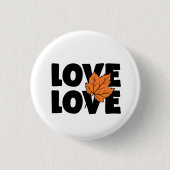 Autumn Black & Oranje Print "Love" Ronde Button 3,2 Cm (Voorkant)
