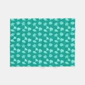 Autumn bladeren - aqua en turquoise fleece deken (Voorkant (Horizontaal))