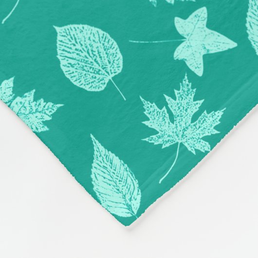 Autumn bladeren - aqua en turquoise fleece deken (Hoek)