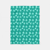 Autumn bladeren - aqua en turquoise fleece deken (Voorkant)