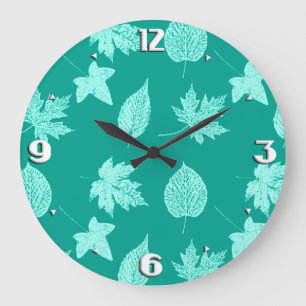 Autumn bladeren - aqua en turquoise grote klok