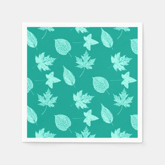Autumn bladeren - aqua en turquoise servetten (Voorkant)