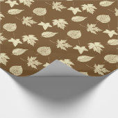 Autumn bladeren - beige en chocolade cadeaupapier (Hoek)