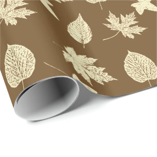 Autumn bladeren - beige en chocolade cadeaupapier