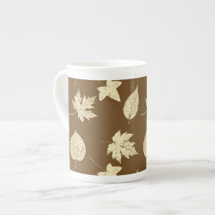 Autumn bladeren - beige en chocolade porselein kop
