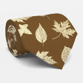 Autumn bladeren - beige en chocolade stropdas (Opgerold)