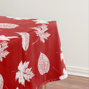 Autumn bladeren - diep rood en wit tafelkleed