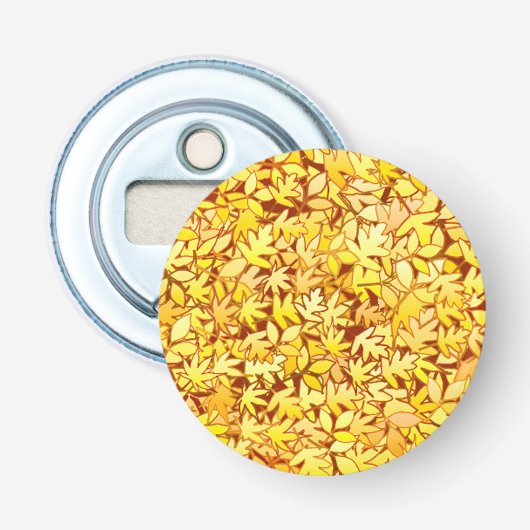 Autumn-bladeren, gouden geel button flesopener (Voorkant)