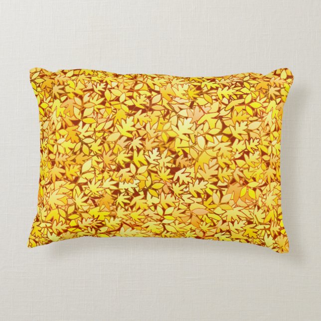 Autumn-bladeren, gouden geel decoratief kussen (Achterkant)