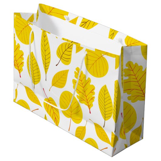 Autumn bladeren in geel groot cadeauzakje (Voorkant Gekanteld)