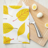 Autumn bladeren in geel theedoek (Quarter Fold)