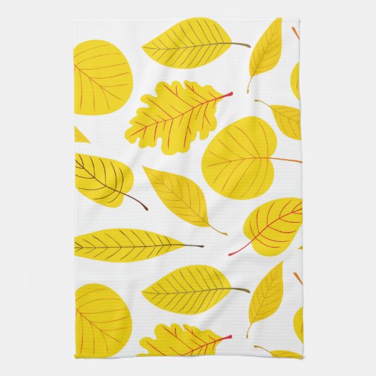 Autumn bladeren in geel theedoek (Verticaal)