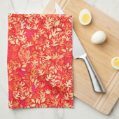 Autumn bladeren, koraal sinaasappel theedoek (Quarter Fold)