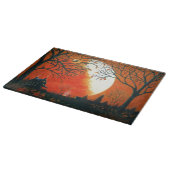 Autumn, bladeren, maan, schuur, huis, uil snijplank (Hoek)