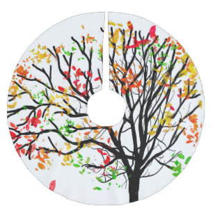 Autumn bladeren op silhouette boom kerstboom rok
