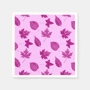 Autumn bladeren - pruimen en orchidee roze servet