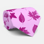 Autumn bladeren - pruimen en orchidee roze stropdas (Opgerold)
