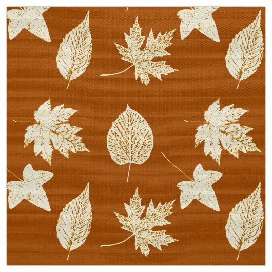 Autumn-bladeren - roestbruin en roomcrème stof (Swatch)