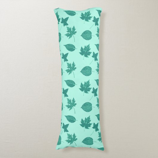 Autumn bladeren - turquoise en aqua lichaamskussen (Voorkant Verticaal)
