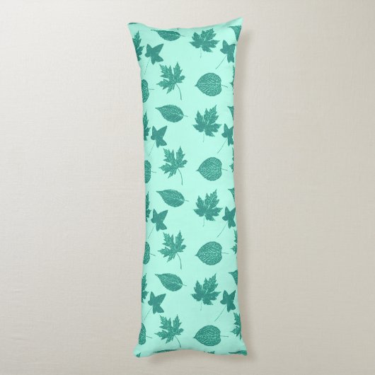 Autumn bladeren - turquoise en aqua lichaamskussen (Achterkant (Verticaal))