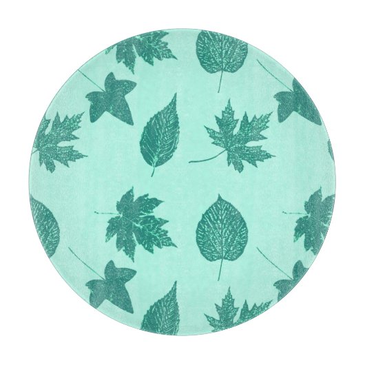 Autumn bladeren - turquoise en aqua snijplank (Voorkant)