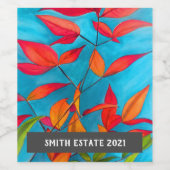 Autumn bladeren waterverf snijbiet wijn etiket (Enkel label)