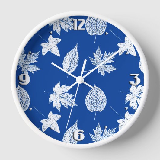 Autumn-bladeren - wit en kobalblauw (Voorkant)