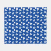 Autumn-bladeren - wit en kobalblauw fleece deken (Voorkant (Horizontaal))