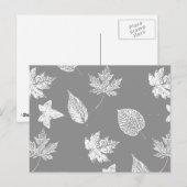 Autumn bladeren - zilvergrijs en wit briefkaart (Voorkant / Achterkant)