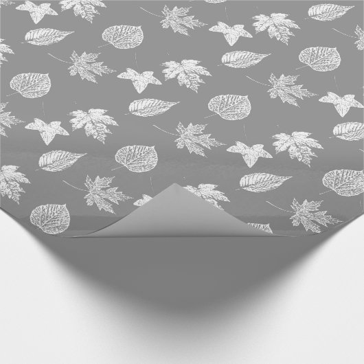 Autumn bladeren - zilvergrijs en wit cadeaupapier (Hoek)