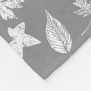 Autumn bladeren - zilvergrijs en wit fleece deken