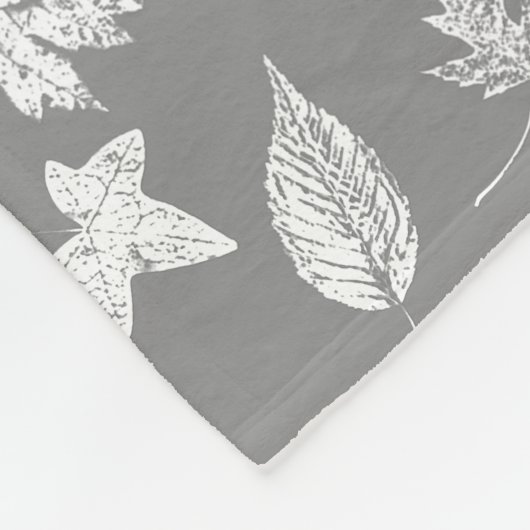 Autumn bladeren - zilvergrijs en wit fleece deken (Hoek)